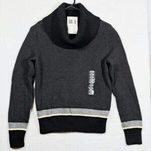 Jeanne Pierre Sweater Women‎ Size Small Black and Gray Striped Cotton Pullover